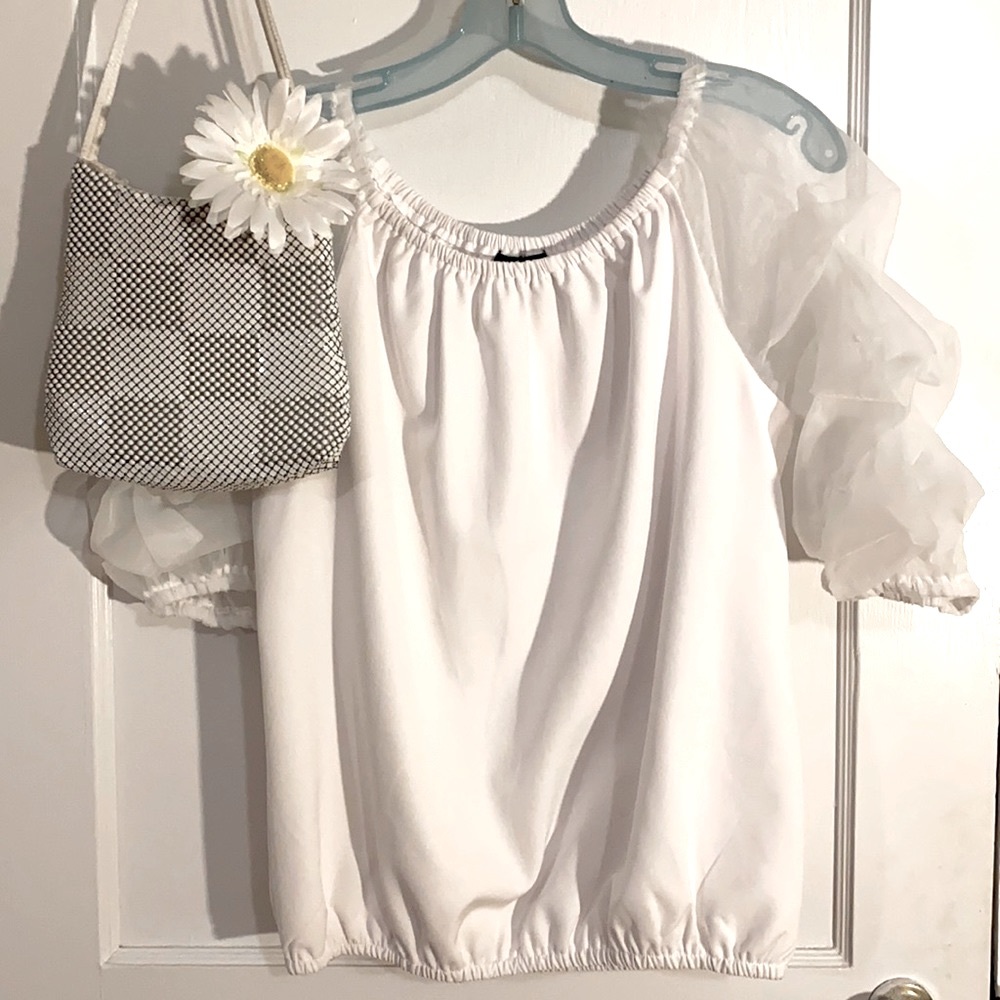 Prelude US size M sheer billowy sleeve top tee